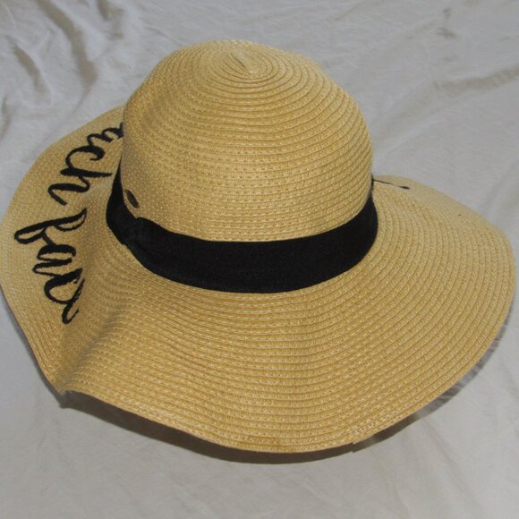 NWT CC Paper Weaved Straw Beach Time Resting Beach Face Sun Hat Floppy O/S - Picture 2 of 4